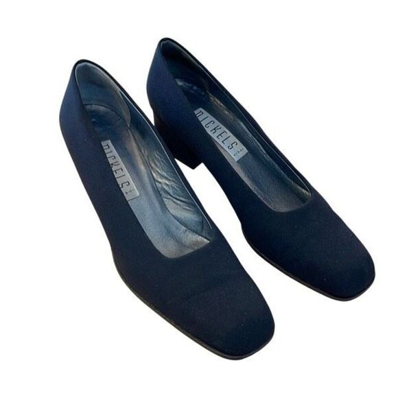 Nickels Italy Womens Square Toe Suede Block Heel Slip-on Pumps Black Size 7.5 - Picture 3 of 11